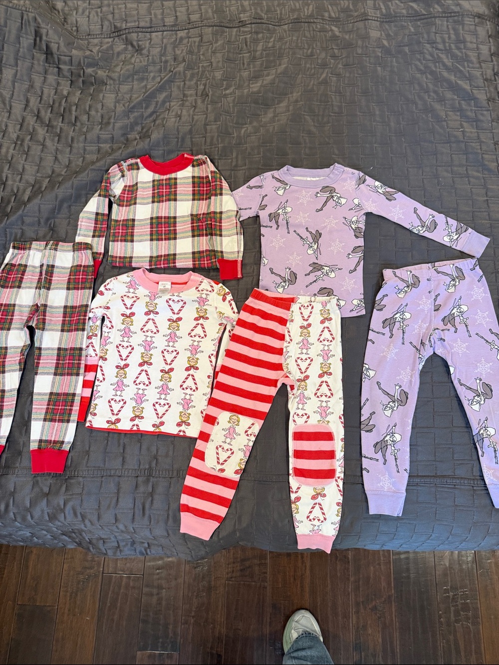 Hanna Andersson Kids Plaid & Character Pajama Set - Red, Pink, Lavender